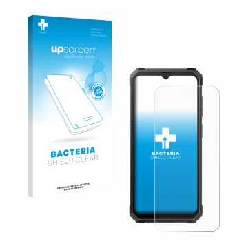 Parte frontale di una confezione del prodotto con il logo del marchio upscreen. Accanto è raffigurato il dispositivo Blackview