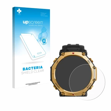 Parte frontale di una confezione del prodotto con il logo del marchio upscreen. Accanto è raffigurato il dispositivo Huami Ama