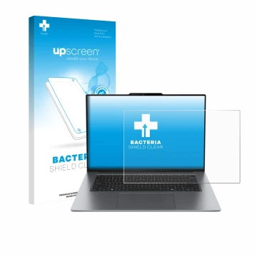 Parte frontale di una confezione del prodotto con il logo del marchio upscreen. Accanto è raffigurato il dispositivo Lenovo Th