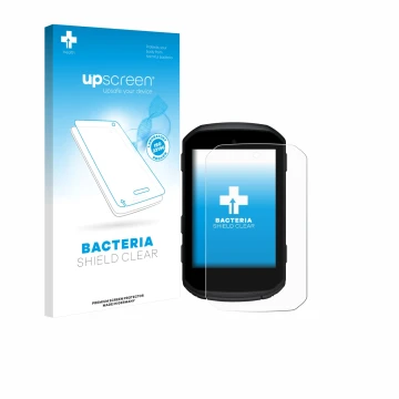 Parte frontale di una confezione del prodotto con il logo del marchio upscreen. Accanto è raffigurato il dispositivo Garmin Ed