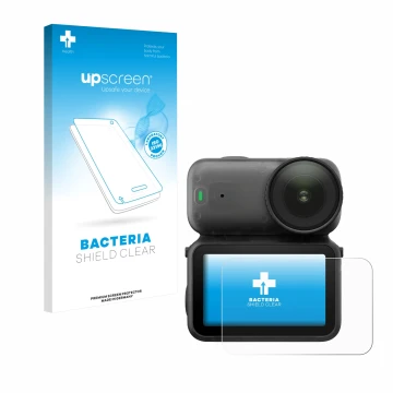 Parte frontale di una confezione del prodotto con il logo del marchio upscreen. Accanto è raffigurato il dispositivo DJI Osmo 