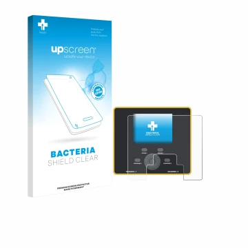 Parte frontale di una confezione del prodotto con il logo del marchio upscreen. Accanto è raffigurato il dispositivo Junsi iCh