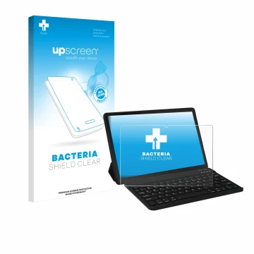 Parte frontale di una confezione del prodotto con il logo del marchio upscreen. Accanto è raffigurato il dispositivo Laptok LA