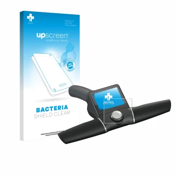 Parte frontale di una confezione del prodotto con il logo del marchio upscreen. Accanto è raffigurato il dispositivo Motocaddy