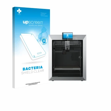 Parte frontale di una confezione del prodotto con il logo del marchio upscreen. Accanto è raffigurato il dispositivo Qidi Tech