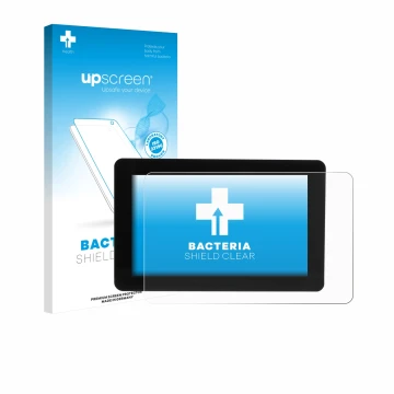 Parte frontale di una confezione del prodotto con il logo del marchio upscreen. Accanto è raffigurato il dispositivo Raspberry