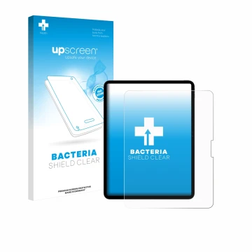 Parte frontale di una confezione del prodotto con il logo del marchio upscreen. Accanto è raffigurato il dispositivo Apple iPa