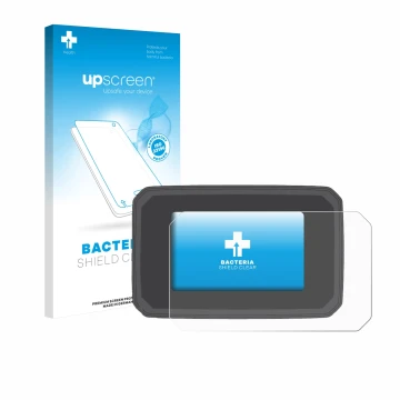 Parte frontale di una confezione del prodotto con il logo del marchio upscreen. Accanto è raffigurato il dispositivo Honda CB1