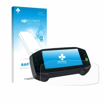 Parte frontale di una confezione del prodotto con il logo del marchio upscreen. Accanto è raffigurato il dispositivo Suzuki DR
