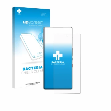 Parte frontale di una confezione del prodotto con il logo del marchio upscreen. Accanto è raffigurato il dispositivo ZTE Nubia