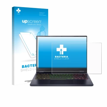 Parte frontale di una confezione del prodotto con il logo del marchio upscreen. Accanto è raffigurato il dispositivo Acer Pred