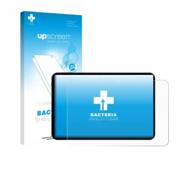 Parte frontale di una confezione del prodotto con il logo del marchio upscreen. Accanto è raffigurato il dispositivo Tabwee T6
