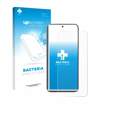 Parte frontale di una confezione del prodotto con il logo del marchio upscreen. Accanto è raffigurato il dispositivo Oppo Reno
