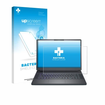 Parte frontale di una confezione del prodotto con il logo del marchio upscreen. Accanto è raffigurato il dispositivo Dell Alie