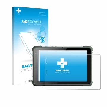 Parte frontale di una confezione del prodotto con il logo del marchio upscreen. Accanto è raffigurato il dispositivo Geshem MT