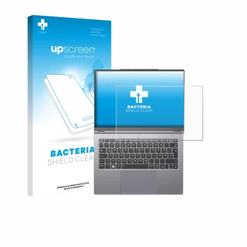 Parte frontale di una confezione del prodotto con il logo del marchio upscreen. Accanto è raffigurato il dispositivo Tuxedo In