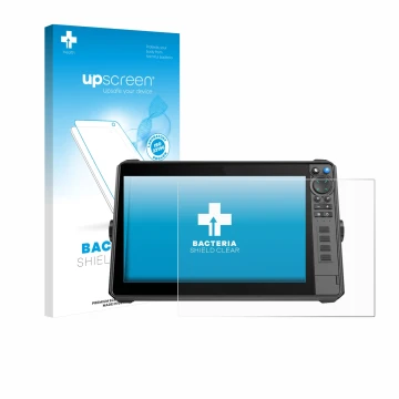 Parte frontale di una confezione del prodotto con il logo del marchio upscreen. Accanto è raffigurato il dispositivo Lowrance 