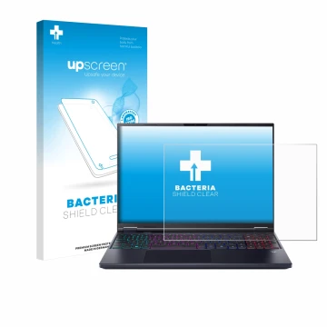 Parte frontale di una confezione del prodotto con il logo del marchio upscreen. Accanto è raffigurato il dispositivo Acer Pred