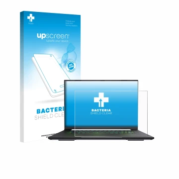 Parte frontale di una confezione del prodotto con il logo del marchio upscreen. Accanto è raffigurato il dispositivo Gigabyte 