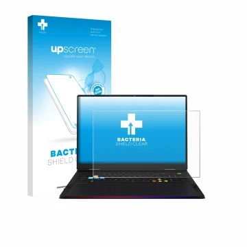 Parte frontale di una confezione del prodotto con il logo del marchio upscreen. Accanto è raffigurato il dispositivo MSI Raide
