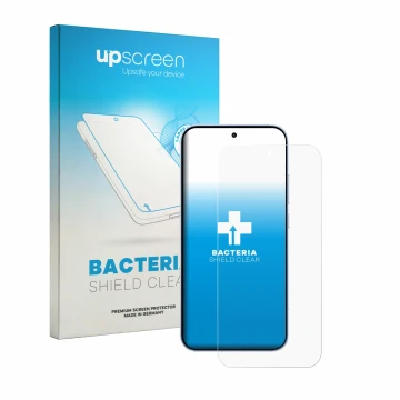 Parte frontale di una confezione del prodotto con il logo del marchio upscreen. Accanto è raffigurato il dispositivo Oppo Reno