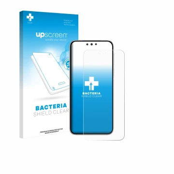 Parte frontale di una confezione del prodotto con il logo del marchio upscreen. Accanto è raffigurato il dispositivo Huawei Ma