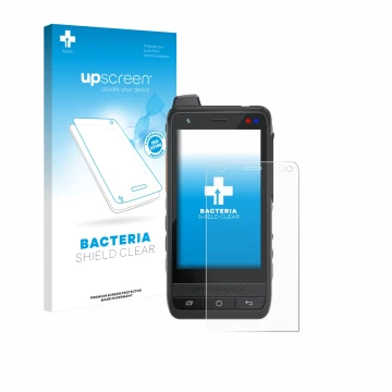 Parte frontale di una confezione del prodotto con il logo del marchio upscreen. Accanto è raffigurato il dispositivo Uniwa F40