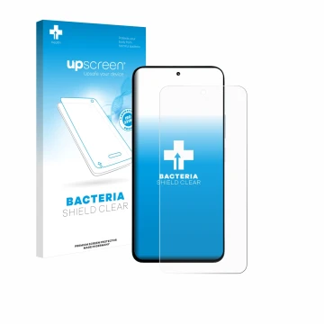 Parte frontale di una confezione del prodotto con il logo del marchio upscreen. Accanto è raffigurato il dispositivo Xiaomi Po