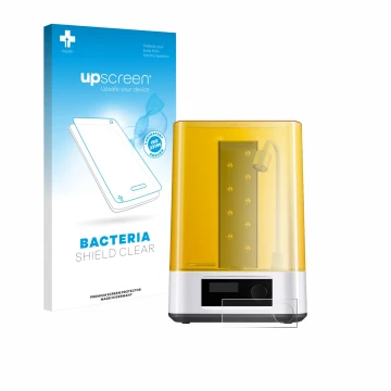 Parte frontale di una confezione del prodotto con il logo del marchio upscreen. Accanto è raffigurato il dispositivo Anycubic 