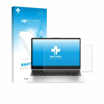 Parte frontale di una confezione del prodotto con il logo del marchio upscreen. Accanto è raffigurato il dispositivo HP 255R G