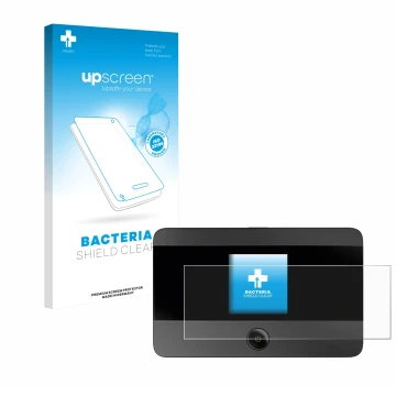 Parte frontale di una confezione del prodotto con il logo del marchio upscreen. Accanto è raffigurato il dispositivo TP-Link M