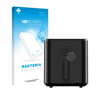 Parte frontale di una confezione del prodotto con il logo del marchio upscreen. Accanto è raffigurato il dispositivo Xiaomi Ai