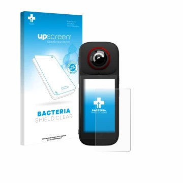 Parte frontale di una confezione del prodotto con il logo del marchio upscreen. Accanto è raffigurato il dispositivo Labpano P