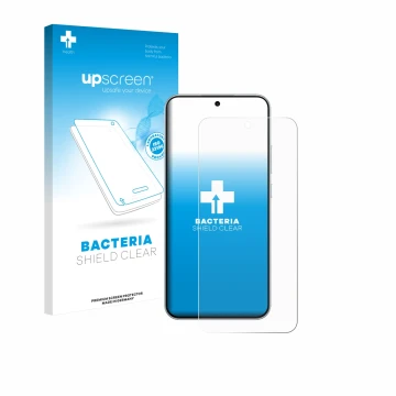 Parte frontale di una confezione del prodotto con il logo del marchio upscreen. Accanto è raffigurato il dispositivo Oppo A6 P