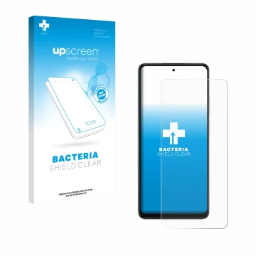 Parte frontale di una confezione del prodotto con il logo del marchio upscreen. Accanto è raffigurato il dispositivo Oppo A5x 