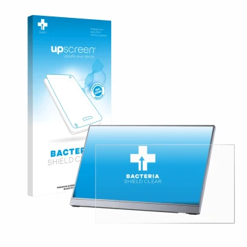 Parte frontale di una confezione del prodotto con il logo del marchio upscreen. Accanto è raffigurato il dispositivo Arzopa Z3