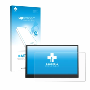 Parte frontale di una confezione del prodotto con il logo del marchio upscreen. Accanto è raffigurato il dispositivo Azeyou PM