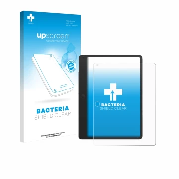 Parte frontale di una confezione del prodotto con il logo del marchio upscreen. Accanto è raffigurato il dispositivo TCL Note 