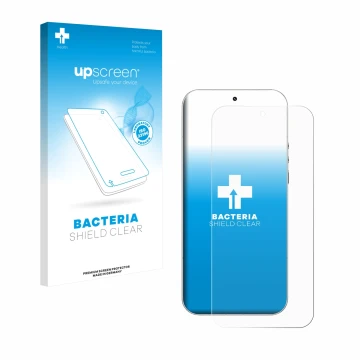 Parte frontale di una confezione del prodotto con il logo del marchio upscreen. Accanto è raffigurato il dispositivo Xiaomi 17