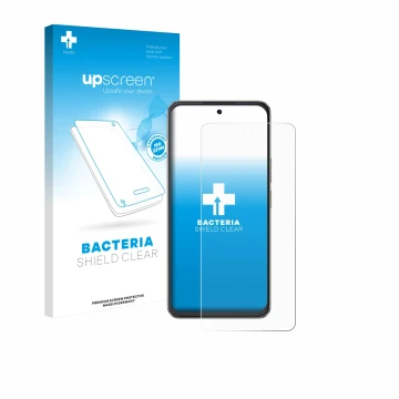 Parte frontale di una confezione del prodotto con il logo del marchio upscreen. Accanto è raffigurato il dispositivo Cubot Not