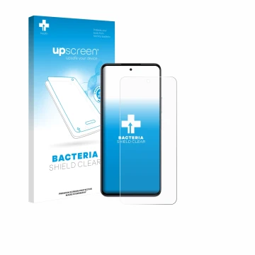 Parte frontale di una confezione del prodotto con il logo del marchio upscreen. Accanto è raffigurato il dispositivo realme P4