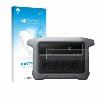 Parte frontale di una confezione del prodotto con il logo del marchio upscreen. Accanto è raffigurato il dispositivo Anker SOL