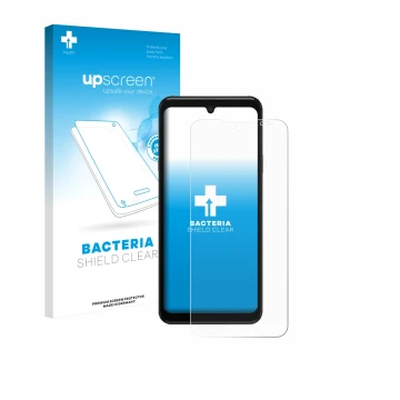 Parte frontale di una confezione del prodotto con il logo del marchio upscreen. Accanto è raffigurato il dispositivo Sunmi M3 