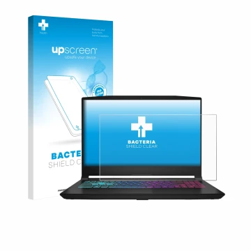 Parte frontale di una confezione del prodotto con il logo del marchio upscreen. Accanto è raffigurato il dispositivo MSI Katan
