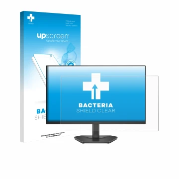 Parte frontale di una confezione del prodotto con il logo del marchio upscreen. Accanto è raffigurato il dispositivo Dell 24 S