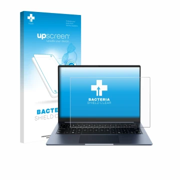 Parte frontale di una confezione del prodotto con il logo del marchio upscreen. Accanto è raffigurato il dispositivo Chuwi Cor