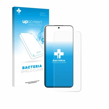 Parte frontale di una confezione del prodotto con il logo del marchio upscreen. Accanto è raffigurato il dispositivo Oppo A6s 