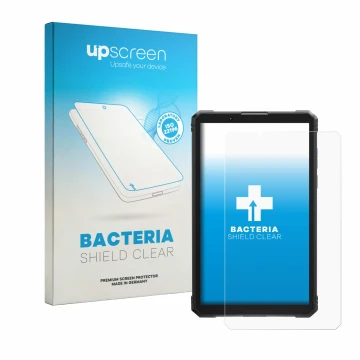 Parte frontale di una confezione del prodotto con il logo del marchio upscreen. Accanto è raffigurato il dispositivo Hotwav R1