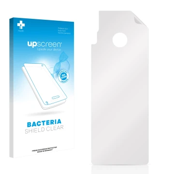 Parte frontale di una confezione del prodotto con il logo del marchio upscreen. Accanto si trova la protezione per lo schermo 