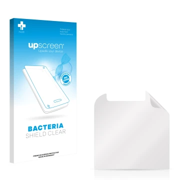 Parte frontale di una confezione del prodotto con il logo del marchio upscreen. Accanto si trova la protezione per lo schermo 